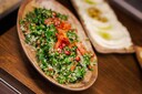 Taboulah: peterselie, tomaat, ui, bulgur, citroen en olijfolie.
