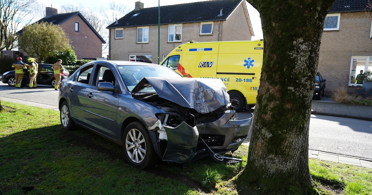 Automobilist rijdt door heg, ramt auto en botst tegen boom in Gilze
