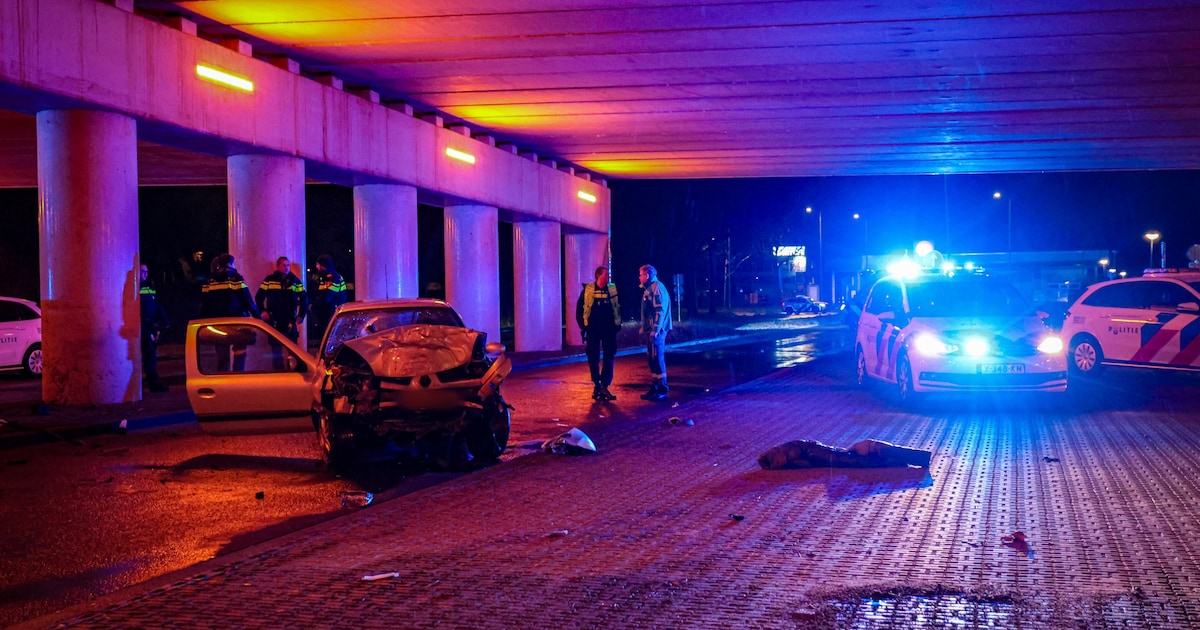 Man (22) overlijdt na botsing tegen pijler van viaduct in Rotterdam