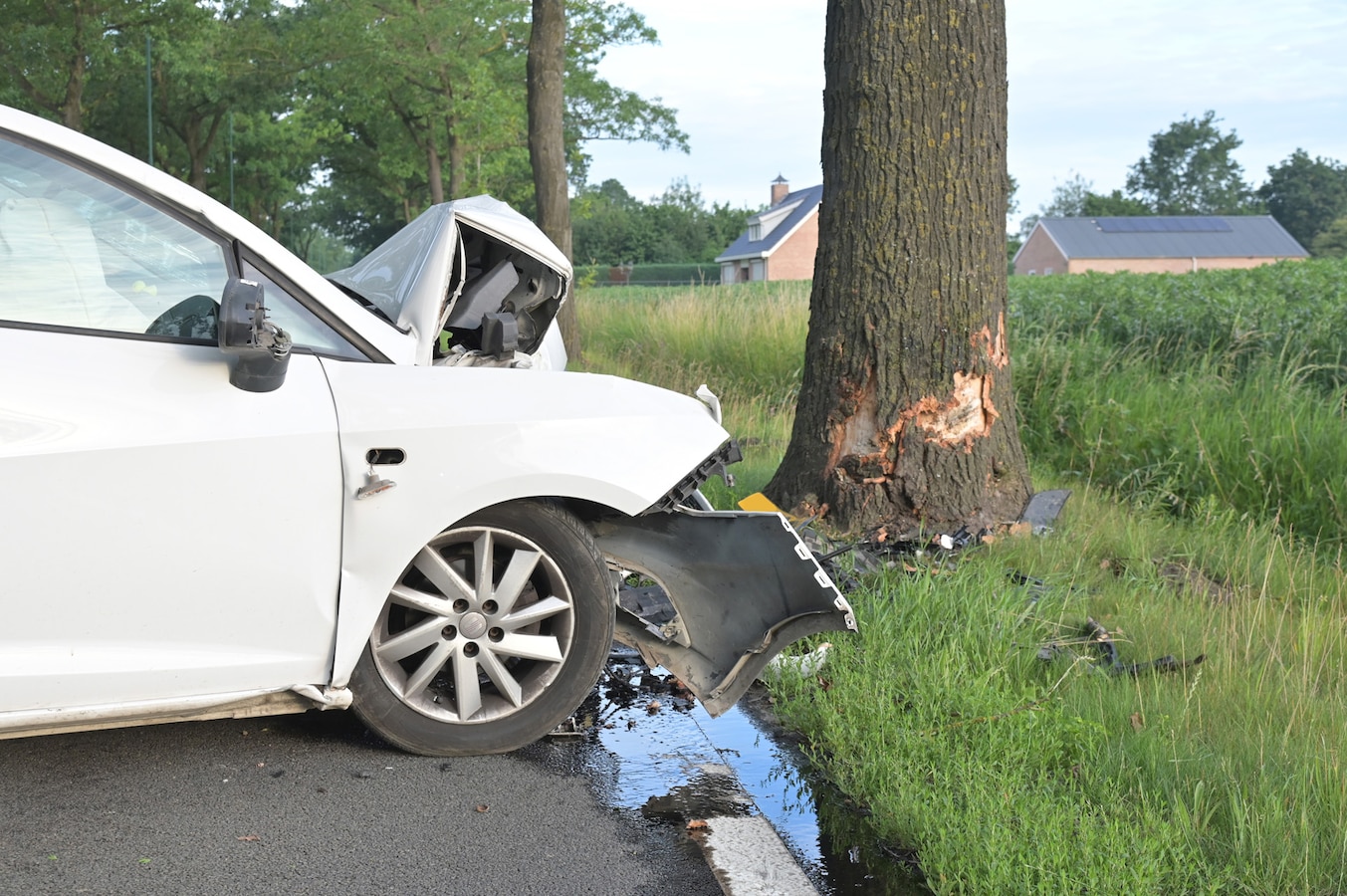 Auto botst tegen boom bij Etten-Leur, bestuurder naar ziekenhuis | Foto |  bndestem.nl