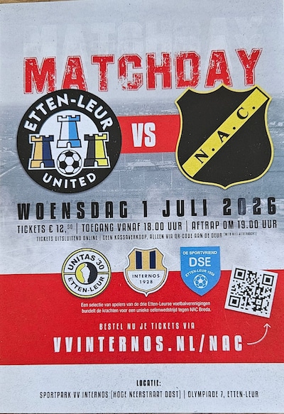 Etten-Leur united speelt tegen NAC Breda, ‘voorlopig eenmalig event’