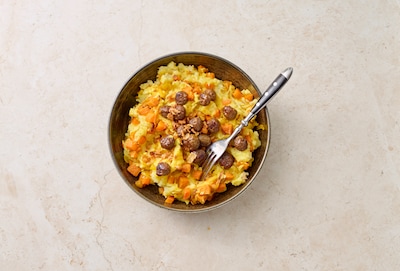 Wat Eten We Vandaag: Geroosterde hutspot met kerrie en gehaktballetjes