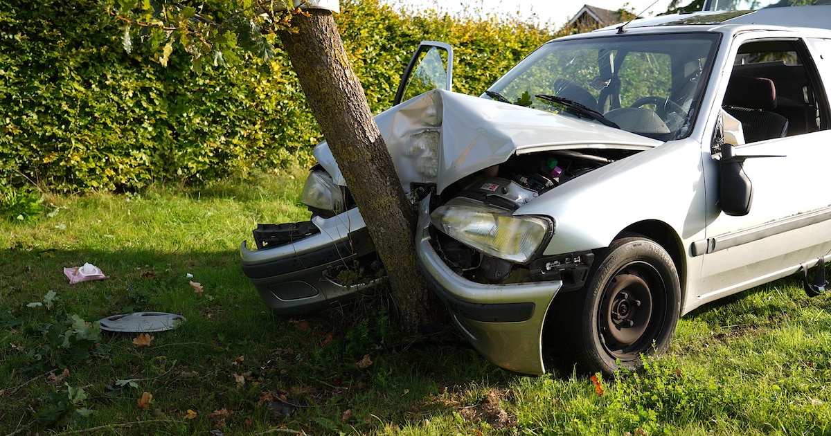 Auto botst tegen boom in Alphen, een gewonde naar ziekenhuis