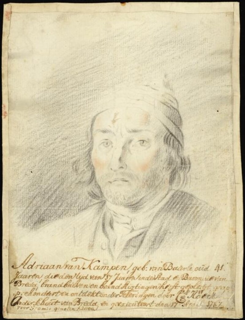 Het (enige) portret van Van Campen is van drie dagen voor z'n dood.