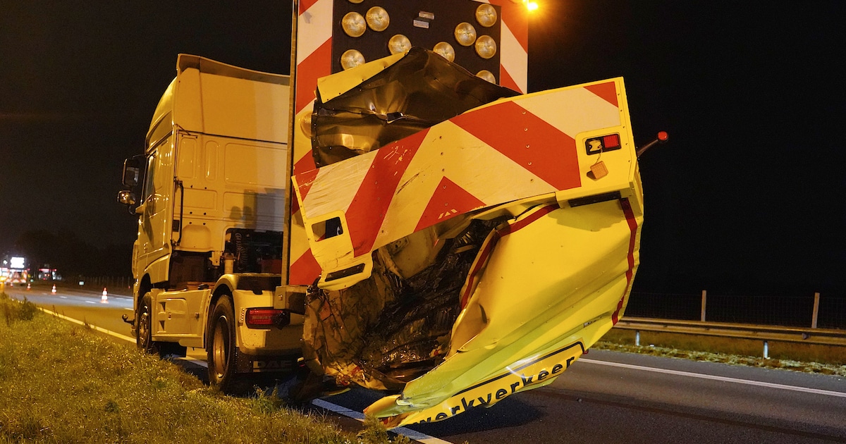 Bestelbus botst tegen pijlwagen op A58 bij Gilze