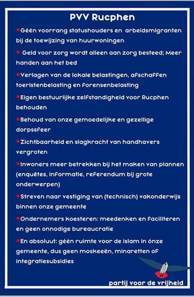 De PVV in Rucphen wil meer zijn 'dan alleen dat ene zinnetje' | Regio ...