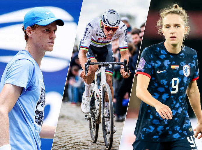 Jannik Sinner, Mathieu van der Poel en Vivianne Miedema.